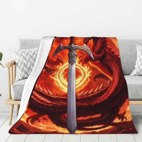 Couverture en flanelle dragon 152x203 jeté extra large pour lit