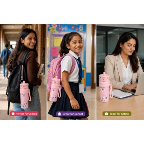 Image of STARFLYER Stylish Reusable Drinking Cup for Water, Juice & Cold Beverages | Portable Travel for Home, Office & Daily Use. (700ml-Pink Flower Tumbler)