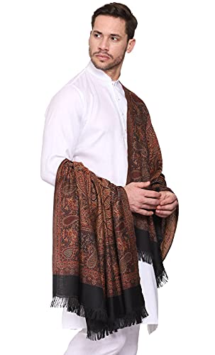 Image of Weavers Villa Men's Paisley Design Woven Poly Wool Blend Gents Shawls, Muffler, Stoles for Men