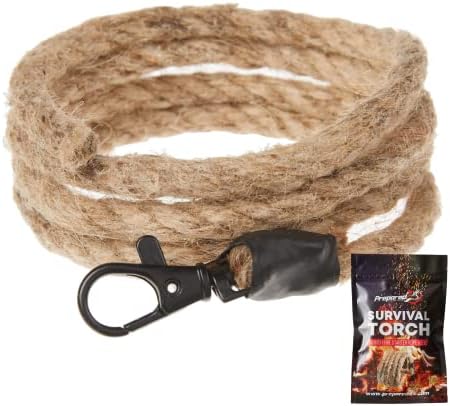 PREPARED4X Fire Starter Rope – 36” Waterproof, Wax-Infused Hemp Tinder Wick Refill – Fire Tinder for Emergency Kit, Survival Kits, Survival Tools