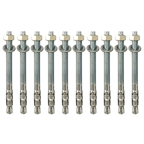 Aiweijia Lot de 10 Chevilles pour charges lourdes - Boulons d’encrage galvanisés - boulons d'expansion en acier inoxydable 304 Pour béton et supports en acier Cover