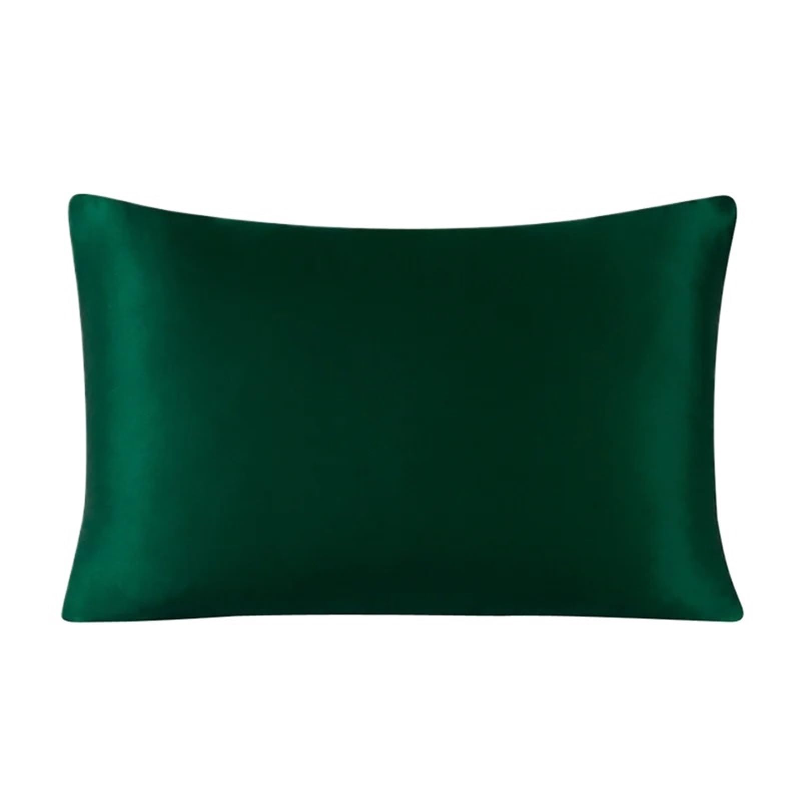 1PC Zipper Pillowcase with Matched Hair Scrunchie Both Sides Mulberry Silk for Bedding(Green,40x60 cm)