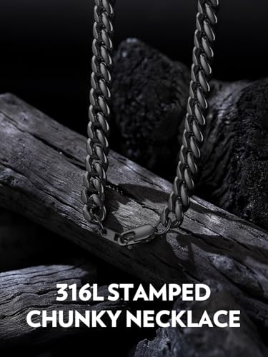 Bandmax Stainless Steel/Gold/Black Diamond Cut Miami Cuban Necklaces for Men 6MM/10MM/14MM Chunky Diamond Cut Curb Link Chain Necklace Hip Hop Rapper Biker Chains Jewelry2