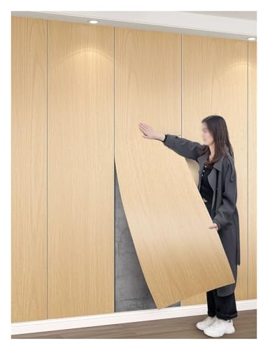 Paneles de pared de grano de madera, paneles estriados de PVC impermeables, papel tapiz de madera sintética insonorizada de 2mm for decoración de techo de sala de estar(40x300cm/15.75x118.11in)