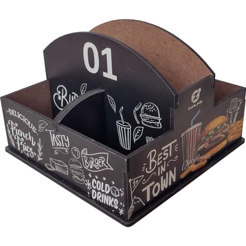10 Porta Guardanapos e Sachês de Mesa MDF Restaurante Lanchonete 1 ao 10 Burger Zanline Preto