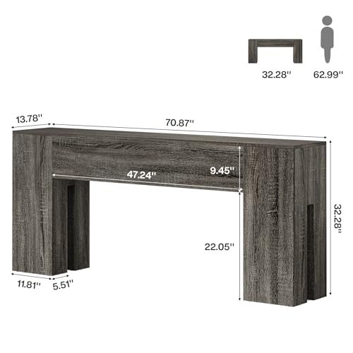 Image of Tribesigns 71-Inch Long Console Table for Entryway, Farmhouse Sofa Console Behind Couch, Entry Table for Hallway, Foyer, Living Room, Gray