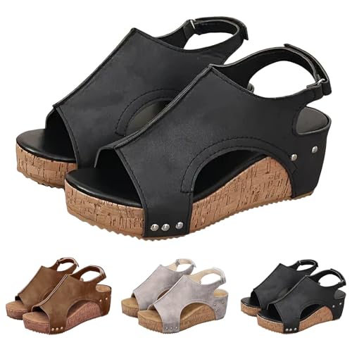 Cork Wedge Sandals for Women Lumi Stud Wedges Maison Birch Cork Wedges Womens Thick Sole Comfy Non-Slip Summer Sandal