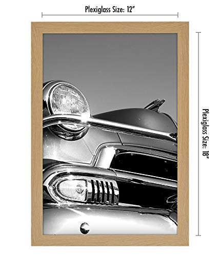 Americanflat 12x18 Poster Frame with Polished Plexiglass - Wide Picture Frames Made of Engineered Wood for Vertical or Horizontal Wall Display - Epic Collection - Pine