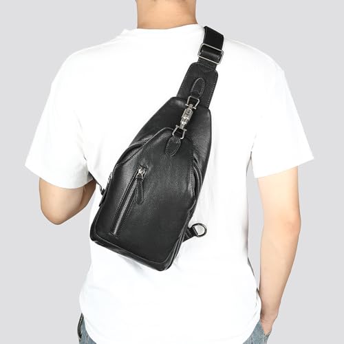 Image of NIUCUNZH Genuine Leather Crossbody Sling Bag Handmade Classic Vintage Shoulder purse daypack Backpack