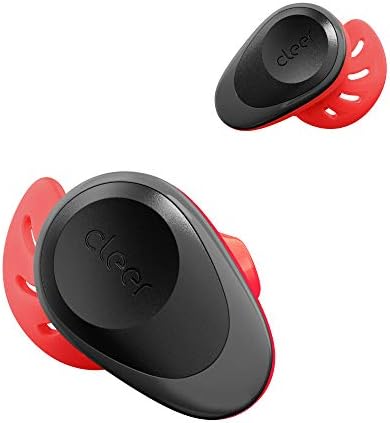 Cleer Goal Sport True Wireless Earbuds with 20 Hour Battery, for Workout and Exercise, Water and Sweat Resistant, Touch Controls, and High Audio Quality and Bass, Black/Red