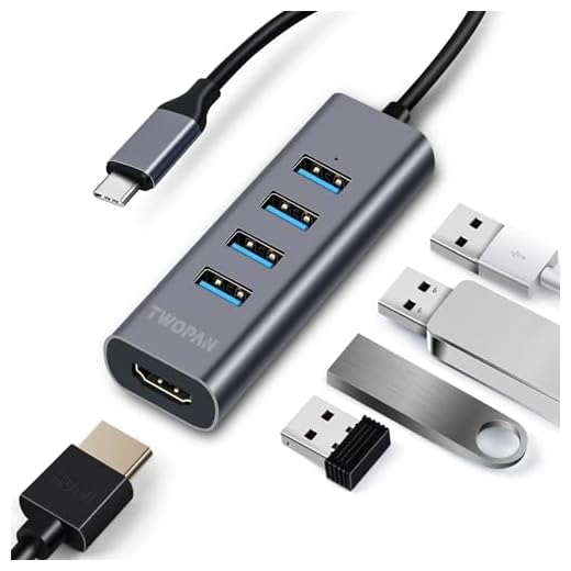 TWOPAN Aluminum USB C Hub with 4K HDMI, 4 USB 3.0 Ports-5Gbps Data Transfer