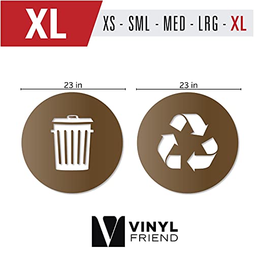 Image of Recycle and Trash Sticker Logo Style 2 (23in x23in) Symbol to Organize Trash cans or Garbage containers and Walls - XLarge Copper Metallic Vinyl Decal Sticker