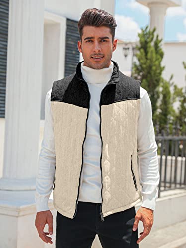 Aoysky Men's Quilted Fleece Vest Stand Collar Full Zip Outdoor Warm Waistcoat Sleeveless Casual Outwear Vest Jacket #TOP1