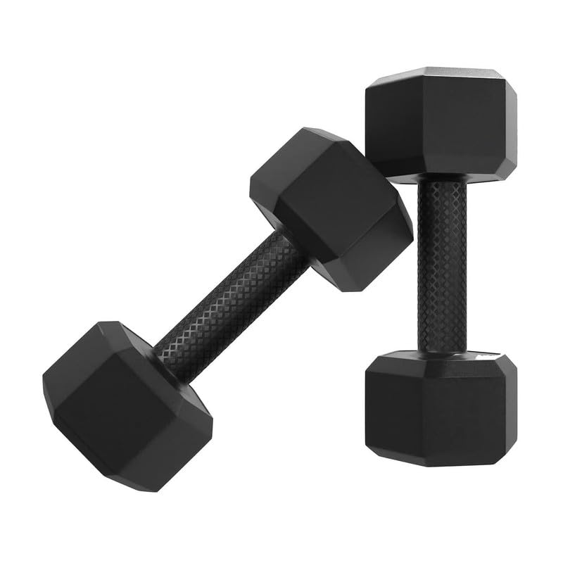 Image of 5 kg Exlusive Octa PVC Fixed Exclusive Hex PVC Dumbbells Set For Home Gym, Black