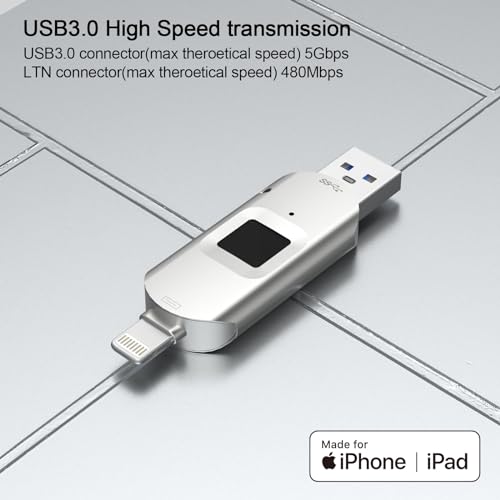 Image of for iPhone USB3.0 Encrypted Drive Drive External Storage Fingerprint Encryption USB Flash Drive for iPhone /iPad /Mac /PC USB3.0 Flash Drive 128GB