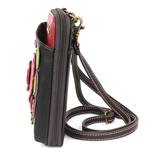 Chala Group Chala Handbags Red Rose Wallet Crossbody Handbag, Convertable Strap, 5.25 inchw x 7.5 inchh x 1.5 inchd, Burgundy3