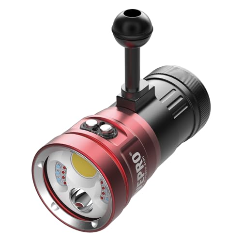 DIVEPRO M80 9200 Lumen Scuba Dive Light Diving Flashlight Rechargeable - Underwater Light IPX8 Waterproof Flashlight - Scuba Diving Gear for Underwater Photography(Red)