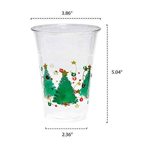 Party Essentials 20 Count Soft Plastic Printed Party Cups, 16-Ounce, Christmas Trees, Green, (Sd162024) #TOP2
