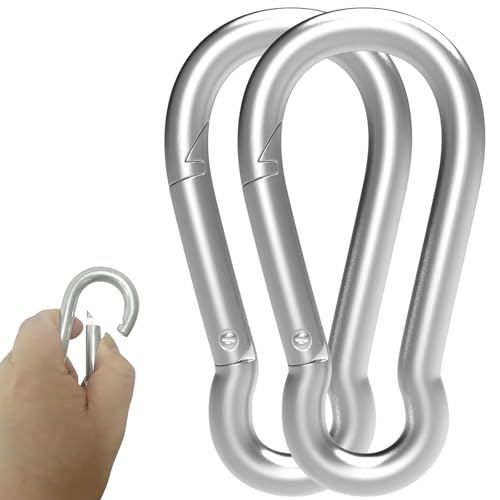 4 Inch Carabiner Clip Spring Snap Hook 2 Pack M10 Heavy Duty Galvanized Steel Spring Snap Carabiner Quick Link Keychain Clip for Keys Swing Set Camping Hiking Traveling (770 lbs Capacity)