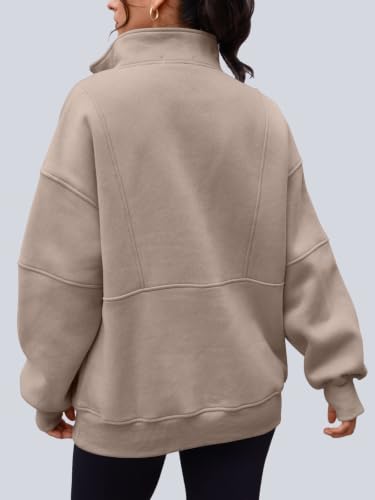Image of AUTOMET Women's Quarter Zip Oversized Sweatshirt Fleece Mock Neck Pullover