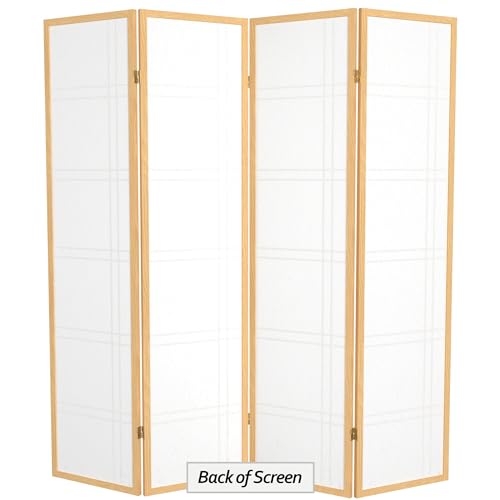 Red Lantern 6 ft. Tall Double Cross Shoji Screen - Natural - 4 Panels