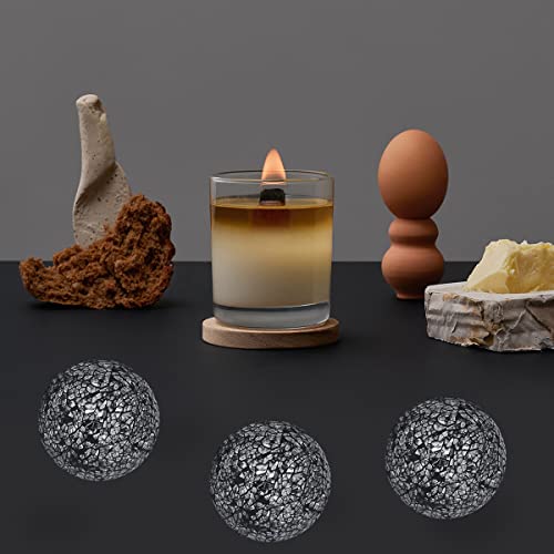 4 Inch Mosaic Sphere Balls Set Of 3 Decorative Glass Balls Decorative Orbs Table Centerpiece Balls For Bowls Filler Vases Dining Coffee Table Decor (Black) #TOP2