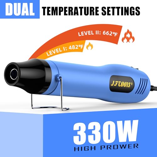 330W Mini Heat Gun, 250℃/350℃ Dual Temp Fast Heat Hot Air Gun with Overload Protection, Reflector Nozzle and Double Insulated 1.5m Cable for Heat Shrink Tubing, Crafts, Embossing - Thumbnail 2