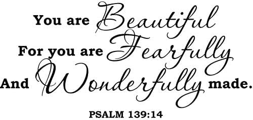 Wall Decal Quote Psalm 139:14 You Are Beautiful Scripture Vinyl Decor W12