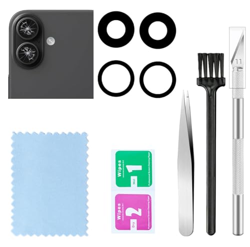 Image of 2 Packs Rear Camera Lens Glass Replacement for iPhone 16 Camera Glass Lens Replacement with Repair Tools