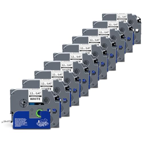 Rubans TZe-231 12mm imperméables et résistants pour Brother PT-D210