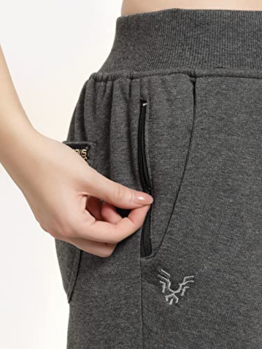 Image of UZARUS Women's Cotton Regular Fit Joggers Track Pants with Zippered Pocket