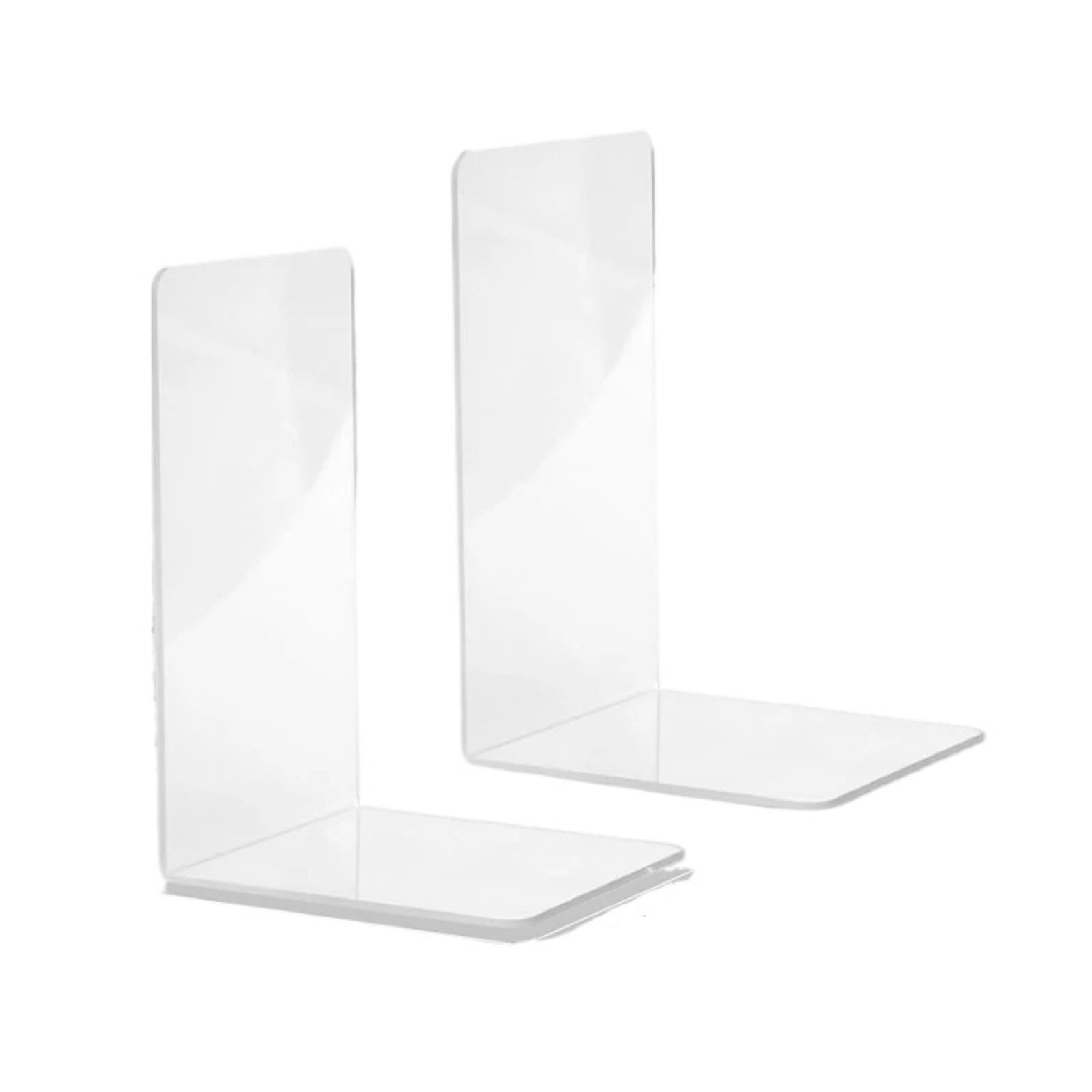 Clear Bookends L-Shaped Colorful Desktop Book Holder Desk Organizer Stationery Office Accessories for Organizing books(Color 01)