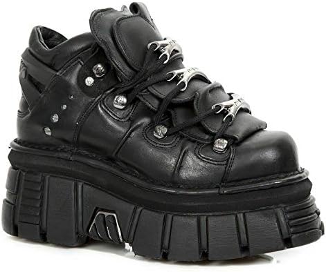 Amazon.com | New Rock M.106-S29 TOWER SHOES Metallic Black Leather 