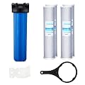 Geekpure Single Stage Whole House Water Filter System with 20-Inch Blue Housing-3/4 "Port with 4 Pieces Carbon Block Filters