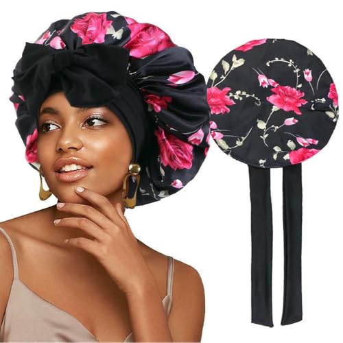 Bonnet de nuit en satin réglable et bonnet de douche réutilisable