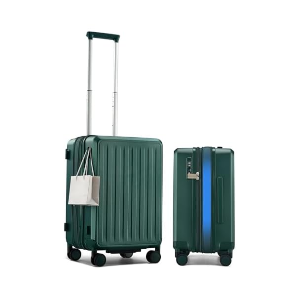 MILADA 20 Inch Expandable Carry On Luggage with Dual 360° Spinner Wheels Airline Approved, Travel Luggage with TSA Lock, Durable PC Shell, Hard Shell Carry On Suitcases for Men Women, Blackish Green