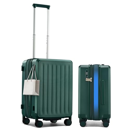 MILADA 20 Inch Expandable Carry On Luggage with Dual 360° Spinner Wheels Airline Approved, Travel Luggage with TSA Lock, Durable PC Shell, Hard Shell Carry On Suitcases for Men Women, Blackish Green