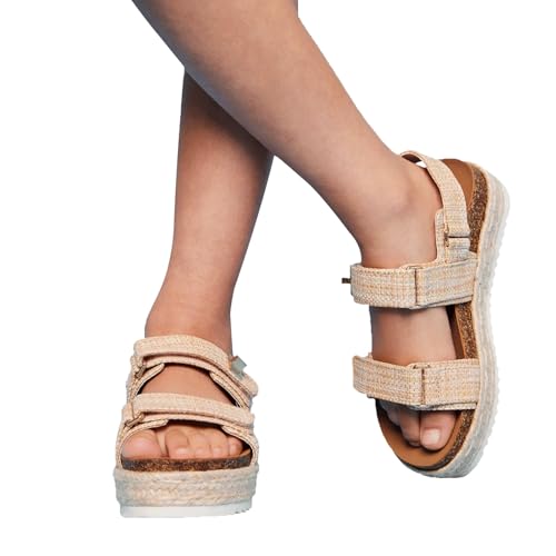 Image of Women's Platform Raffia sandals Wedge Sandals Espadrille Sandals Adjustable Buckle Strap Summer Open Toe Woven Slingback Beach Sandals