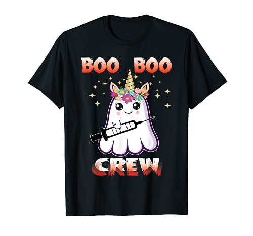 Cute Unicorn Ghost Nurse Halloween - Boo Boo Crew T-Shirt
