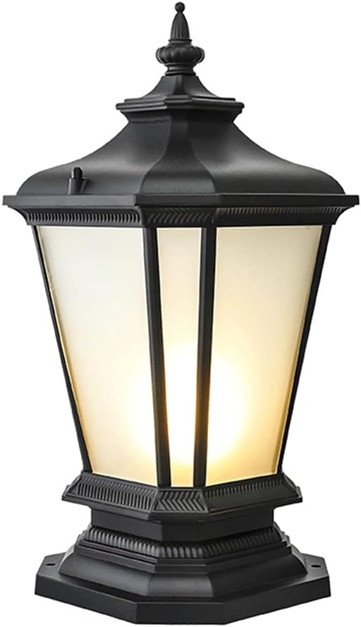 ADYOLTB 18" Large Decorate Black Outdoor Post Light Fixture Waterproof Outside Post Lantern Exterior Pillar Cap Light Modern Column Top Lamp Farmhouse Pole Mount Light For House Entryway Pathway