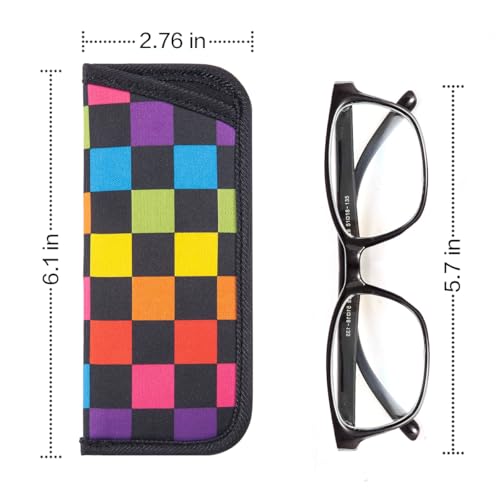 Image of TRIUMPH VISION Reading Glasses Pouch Eyeglass Sleeve Soft Case Slim 3 Pack | Alternative to Bulky Case Lightweight,Neoprene Lined Padded Protect Optical lens Slip in, Cute Pattern Portable for Daily Use