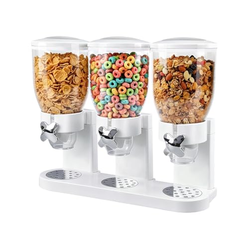 Felenny Triple Food Dispenser Cereal Dispenser Countertop