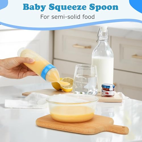 Image of Novo Baby Soft Silicone Baby Fruit & Food Feeder | 1 PCS Silicone Food Dispensing Spoon 90ML | 2 PC Spoons BPA-Free Finger Toothbrush | Baby Feeding Set (Multicolor)