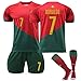 Produktbild Trikot für Kinder 22/23 Al NASSR FC&Portugal No.7 Fußball Trikot Heim/Auswärtstrikot Fussball Trikot Football Jersey Fußballtrikot Kinder, Shorts und Socken Fussball Set für Junge Herren Anzug