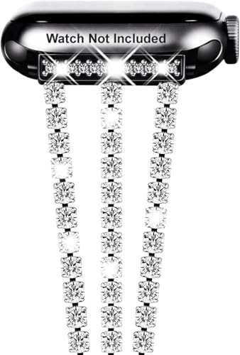 Image of Zitel Bling Rhinestone Metal Band Compatible with Apple Watch Straps for Women Girls Sparkling Shiny Wristbands