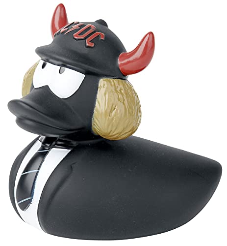 AC/DC Patito de Goma Angus Unisex Pato de Goma Negro, 100% Policloruro de Vinilo (PVC),