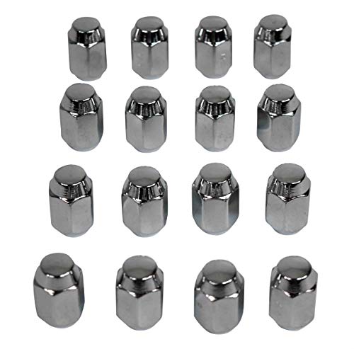 Image of MASSFX 16-Pack Durable Chrome 21mm Hex Lug Nuts, 35mm Length, & 1 /2-20 Thread - Heavy Duty Replacement Lug Nuts for Golf Cart Wheels, Fits Most EZGO, Club Car & Yamaha Golf Cart Wheels