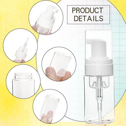 60 Pcs Foam Pump Bottle 1 oz/ 30 ml Empty Travel Size Plastic Soap Foaming Bottles Mini Clear Foaming Soap Dispenser Refillable Mousse Bottles for Lash Shampoo Portable Hand Sanitizer3