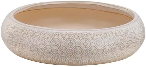 Napco Imports Indoor Outdoor Plant Succulent Herb Flower Pot 3 x 11.25 Inch Ceramic Antique White Dish Garden