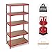 Relaxdays Scaffale in Metallo, Capacità fino a 875 kg, 5 Ripiani ad Incastro Cantina HLP 180x90x45cm Acciaio, MDF, Rosso